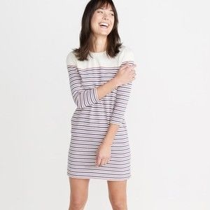 Marine Layer April 3/4 Length Sleeves Mini Stripe Sweater Dress Size XL NWT